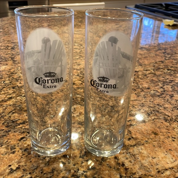 His n Hers Corona beer glasses Muskoka chairs Adirondack cottage cabin chalet - Picture 3 of 4